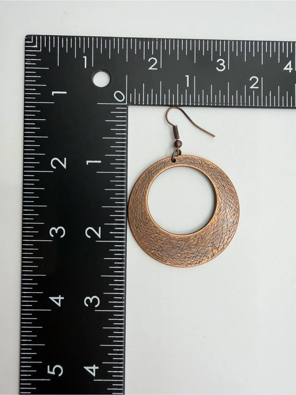 Antique Textured Crescent Hoop Earrings | Rustic Brushed Metal Dangle Earrings